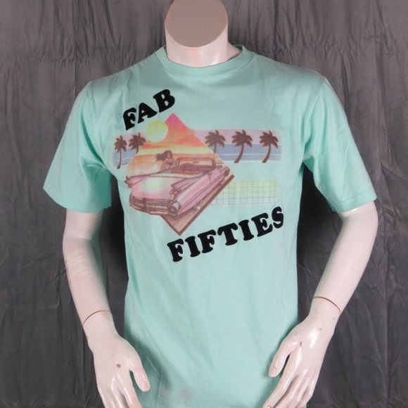 Vintage Graphic T-shirt - Fab Fifites Felt Lettering - Men's Large - Picture 2 of 8